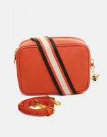 Alice Wheeler London Soho Dual Compartment Camera Cross Body Bag Orange (Stripe Strap)