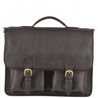 Ashwood Chelsea Double Gusset Laptop Briefcase in Brown