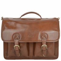 Ashwood Chelsea Double Gusset Laptop Briefcase in Chestnut