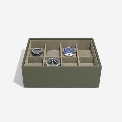 Stackers 8 Piece Watch Box & Acrylic Lid Olive Green #5
