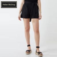 H Mcilroy London "Paper Bag" Style Waist Belted Shorts in Black