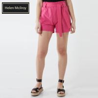 H Mcilroy London "Paper Bag" Style Waist Belted Shorts in Hot Pink