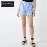 H Mcilroy London "Paper Bag" Style Waist Belted Shorts in Light Blue