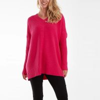 H Mcilroy London Knitted V-Neck Jumper in Pink