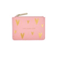 Katie Loxton Gold Print Card Holder Live Love Sparkle Pink