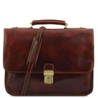 Tuscany Leather Torino Leather Briefcase 2 Compartments Brown