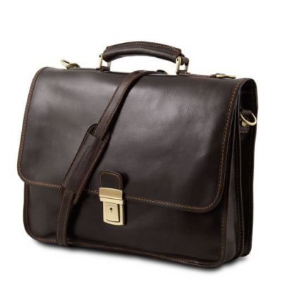 Tuscany Leather Torino Leather Briefcase 2 Compartments Dark Brown #3