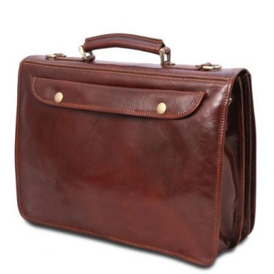 Tuscany Leather Siena Leather Messenger Bag 2 Compartments Brown #4
