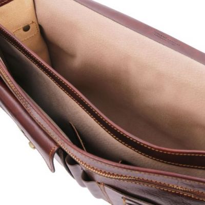 Tuscany Leather Siena Leather Messenger Bag 2 Compartments Brown #8