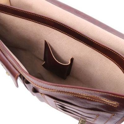 Tuscany Leather Siena Leather Messenger Bag 2 Compartments Dark Brown #8