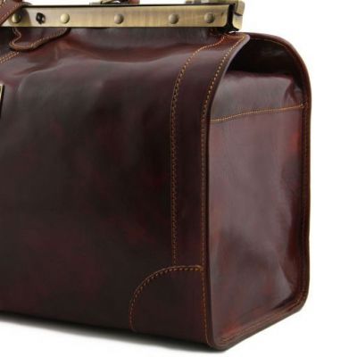 Tuscany Leather Madrid Gladstone Leather Bag Large Size Dark Brown #3