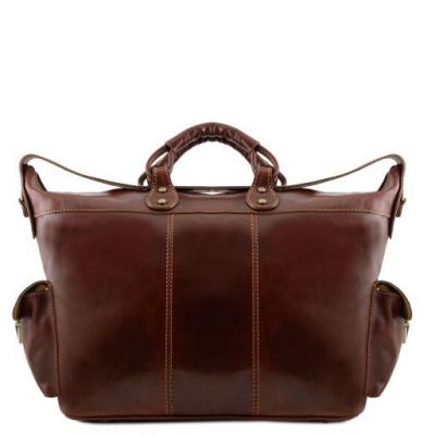 Tuscany Leather Porto Travel Leather Weekender Bag Dark Brown #3