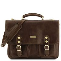 Tuscany Leather Modena Leather Briefcase 2 Compartments Dark Brown