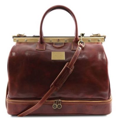 Tuscany Leather Barcellona Double Bottom Gladstone Leather Bag Brown #1
