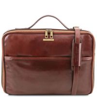 Tuscany Leather Vicenza Leather Laptop Briefcase With Zip Closure Brown