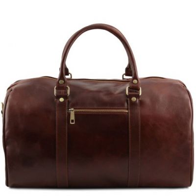 Tuscany Leather Voyager Travel Leather Duffle Bag With Pocket On The Backside Large Size Honey #3