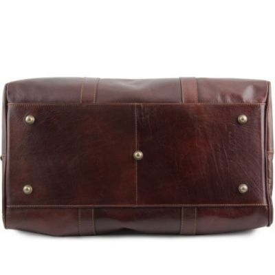 Tuscany Leather Voyager Travel Leather Duffle Bag With Pocket On The Backside Large Size Honey #4