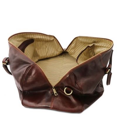 Tuscany Leather Voyager Travel Leather Duffle Bag With Pocket On The Backside Large Size Honey #5