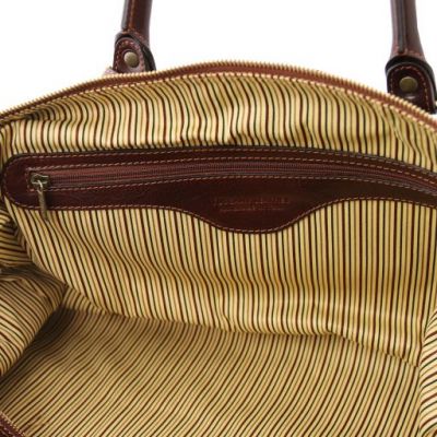 Tuscany Leather Voyager Travel Leather Duffle Bag With Pocket On The Backside Large Size Honey #6