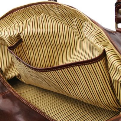 Tuscany Leather Voyager Travel Leather Duffle Bag With Pocket On The Backside Large Size Honey #7
