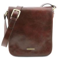 Tuscany Leather Messenger Two Compartments Leather Shoulder Bag Brown
