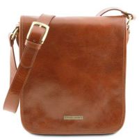 Tuscany Leather Messenger Two Compartments Leather Shoulder Bag Honey