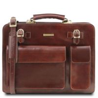 Tuscany Leather Venezia Leather Briefcase 2 Compartments Brown