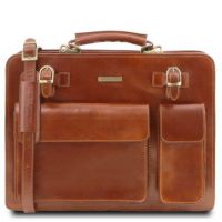 Tuscany Leather Venezia Leather Briefcase 2 Compartments Honey