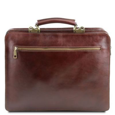 Tuscany Leather Venezia Leather Briefcase 2 Compartments Honey #4
