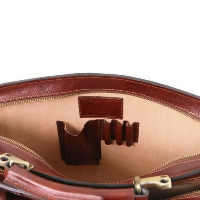 Tuscany Leather Venezia Leather Briefcase 2 Compartments Honey #8