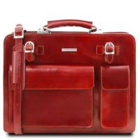 Tuscany Leather Venezia Leather Briefcase 2 Compartments Red