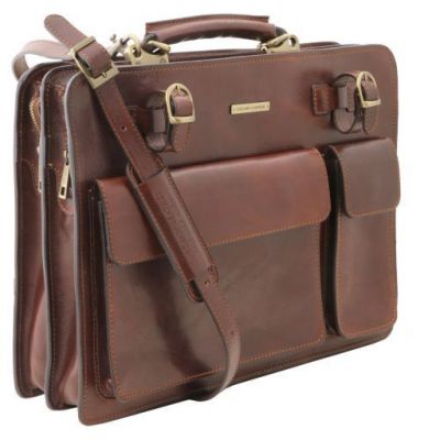 Tuscany Leather Venezia Leather Briefcase 2 Compartments Red #4
