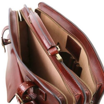 Tuscany Leather Venezia Leather Briefcase 2 Compartments Red #7