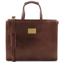 Tuscany Leather Palermo  Briefcase 3 Compartments For Women Brown