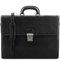 Tuscany Leather Parma Leather Briefcase 2 Compartments Black