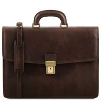 Tuscany Leather Amalfi Leather Briefcase 1 Compartment Dark Brown