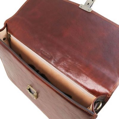 Tuscany Leather Amalfi Leather Briefcase 1 Compartment Honey #6