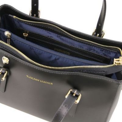 Tuscany Leather Aura Leather Handbag Black #5
