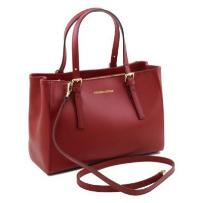 Tuscany Leather Aura Leather Handbag Red #7