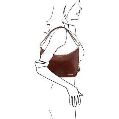 Tuscany Leather Sabrina Leather Hobo Bag Brown #2