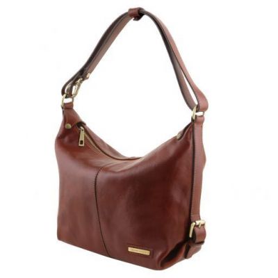 Tuscany Leather Sabrina Leather Hobo Bag Dark Brown #3
