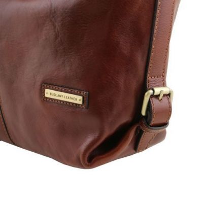 Tuscany Leather Sabrina Leather Hobo Bag Dark Brown #7