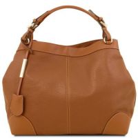 Tuscany Leather Ambrosia Cognac Shopper Bag with Shoulder Strap