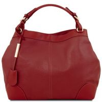 Tuscany Leather Ambrosia Red Shopper Bag with Shoulder Strap