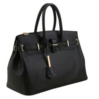 Tuscany Leather Handbag With Golden Hardware Black #2