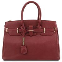 Tuscany Leather Handbag With Golden Hardware Red