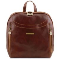 Tuscany Leather Manila Leather Backpack Brown