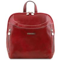 Tuscany Leather Manila Leather Backpack Red