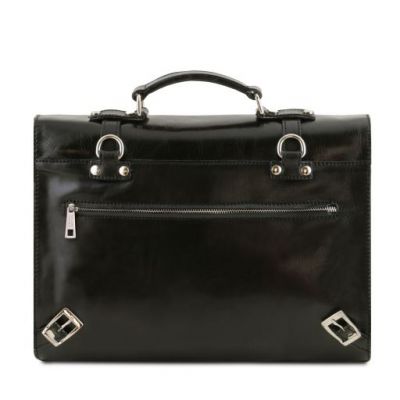 Tuscany Leather Viareggio Exclusive Leather Laptop Case With 3 Compartments Black #4