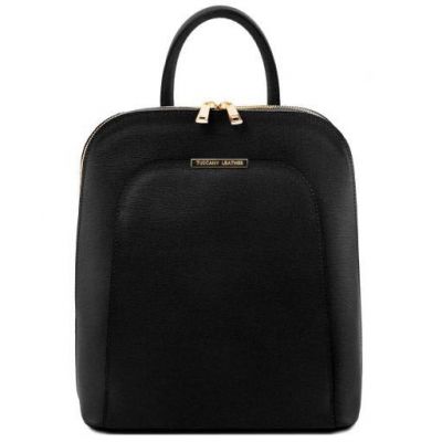 Tuscany Leather TL Bag Saffiano Leather Backpack For Women Black